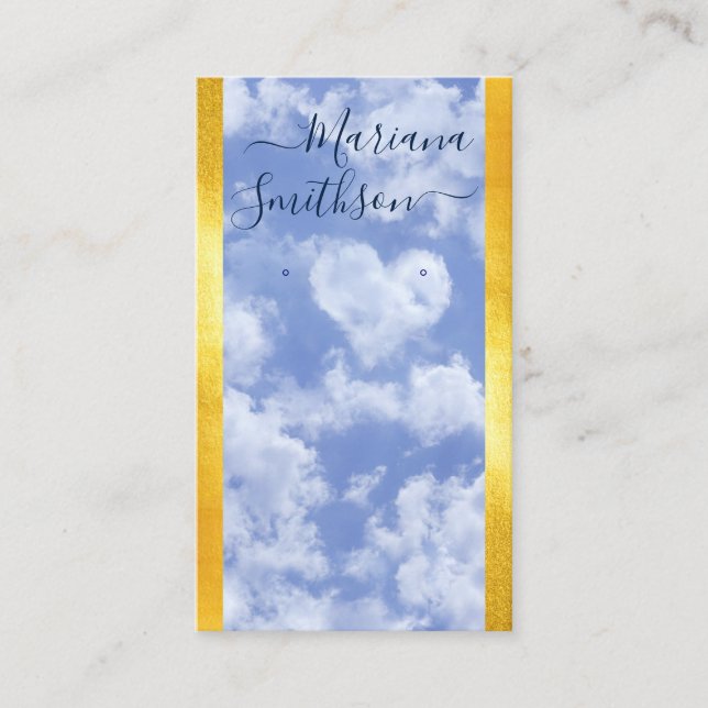 Heart Cloud Romantic Blue Sky Earring Display Card (Front)