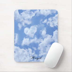 Heart Cloud Sky Cute Modern Blue Custom Wedding Mouse Pad