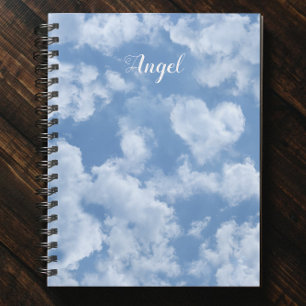 Heart Cloud Sky Cute Modern Blue Custom Wedding Notebook