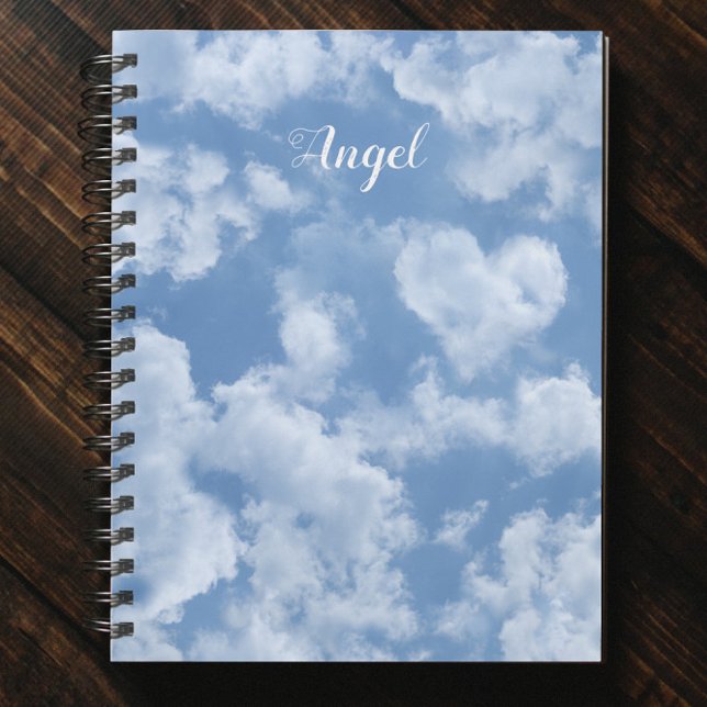 Heart Cloud Sky Cute Modern Blue Custom Wedding Notebook (Creator Uploaded)