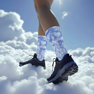 Heart Cloud Sky Cute Modern Blue Custom Wedding Socks