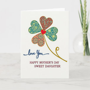 Heart Clover Mothers Day Card