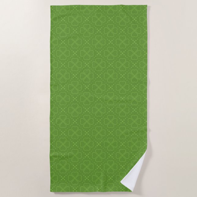 Heart Clover Pattern Beach Towel (Front)