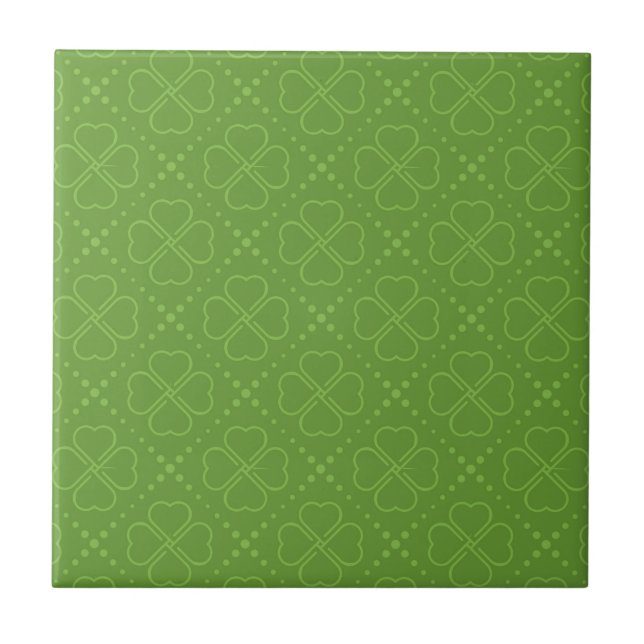 Heart Clover Pattern Ceramic Tile (Front)