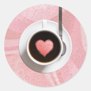 HEART COFFE CUP by SHARON SHARPE Classic Round Sticker