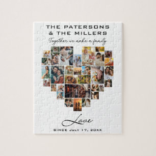 Heart Collage Photos Family Anniversary Gathering Jigsaw Puzzle