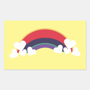 Heart colored bunt Rainbow Color rainbow Rectangular Sticker