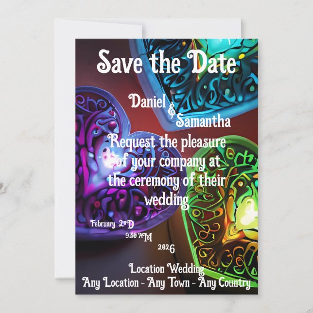 Heart Colored Candle Lights Wedding Invitation (Front)