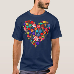Heart Colourful Candy Rainbow Sucker Lollipop T-Shirt