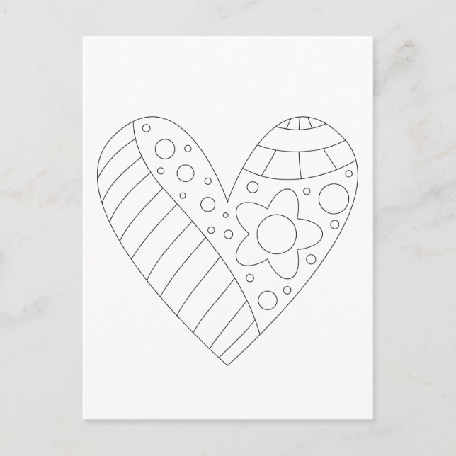 Heart Colouring Design Postcard (Front)