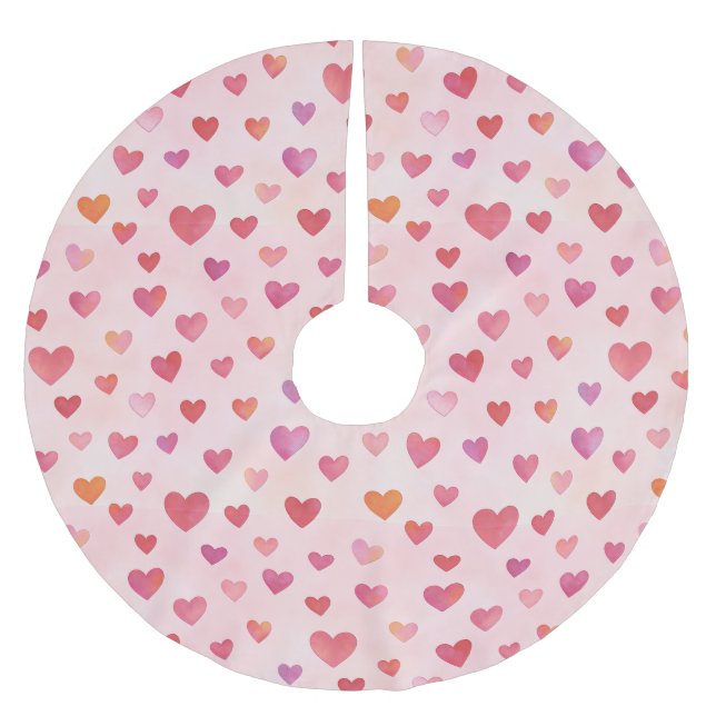 Heart Confetti Pattern Brushed Polyester Tree Skirt (Front)
