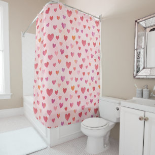 Heart Confetti Pattern Shower Curtain