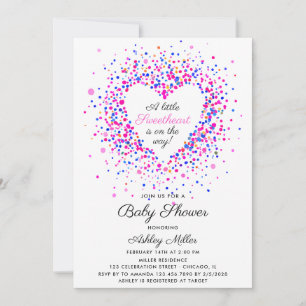Heart Confetti Valentines Baby Shower Invitation