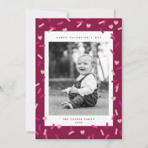 Heart Confetti Valentine's Day Photo Card