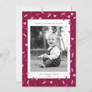 Heart Confetti Valentine's Day Photo Card