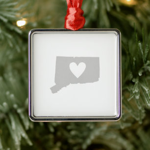 Heart Connecticut state silhouette Metal Ornament