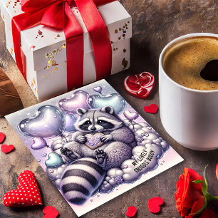 Heart Cookie Raccoon Valentines Card