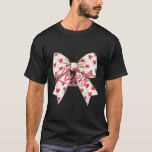 Heart Coquette Bow Christian Valentines Loved John T-Shirt