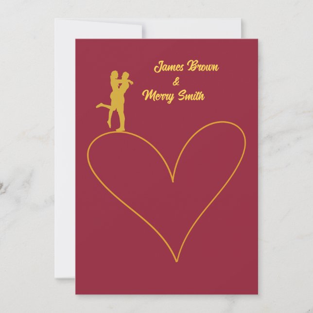 Heart Couple in Love Glamourous Golden Wedding Invitation (Front)