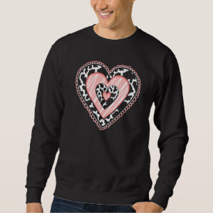 Heart Cow Pattern Farm Farmer Women Girls Kids Sweatshirt