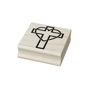 heart cross art stamp