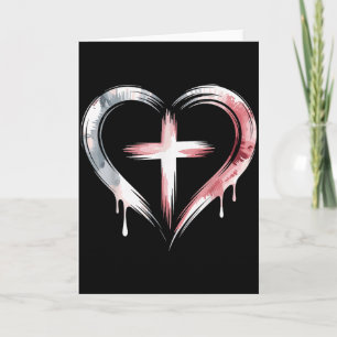 Heart Cross Christian Faith Love Card