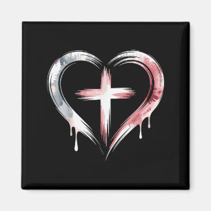 Heart Cross Christian Faith Love Magnet