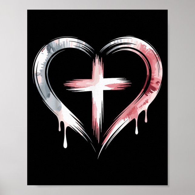 Heart Cross Christian Faith Love  Poster (Front)