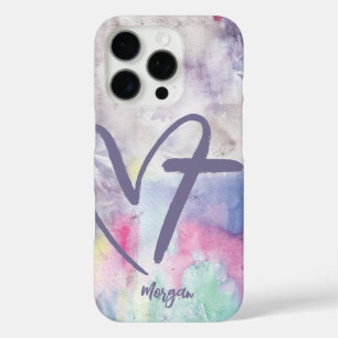 Heart Cross Colourful Watercolor iPhone 16 Pro Case