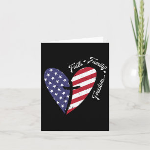 Heart Cross Faith Fourth 4th Of July Patriotic Chr Card