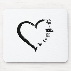 Heart Cruise Vacation Ship Boat Couples Lover Vale Mouse Pad