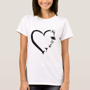 Heart Cruise Vacation Ship Boat Couples Lover Vale T-Shirt