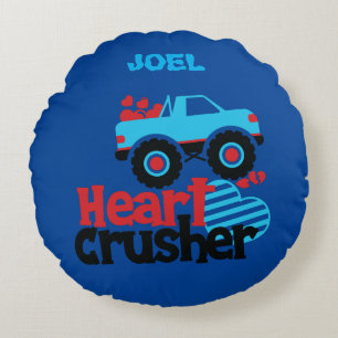 HEART CRUSHER TRUCK PERSONALIZED THROW PILLOW! ROU ROUND CUSHION