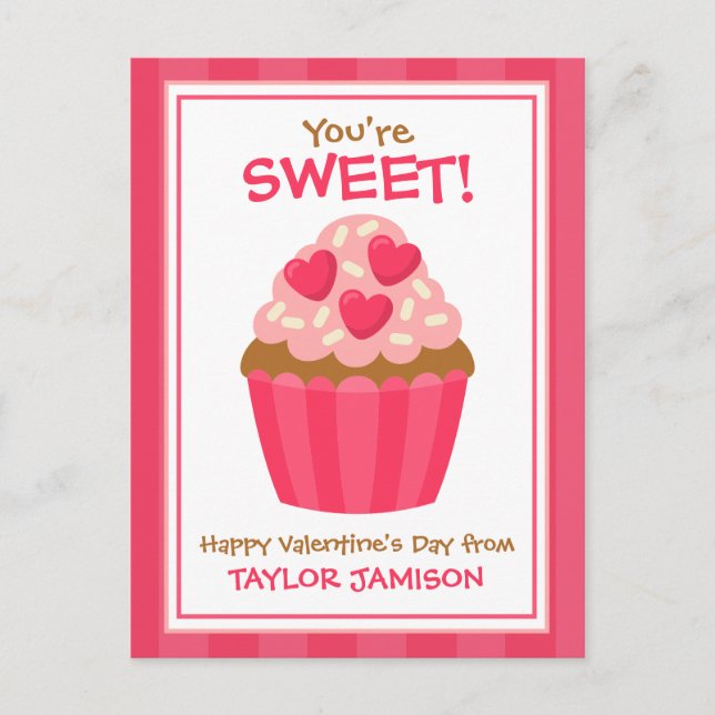 Heart Cupcake Personalised Valentine's Cards (Front)