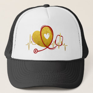 Heart Curve With Medical Stethoscope 1 Trucker Hat