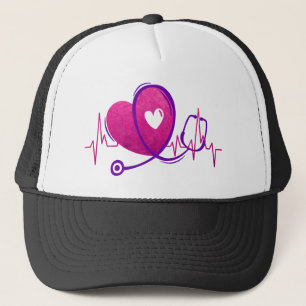 Heart Curve With Medical Stethoscope 2 Trucker Hat