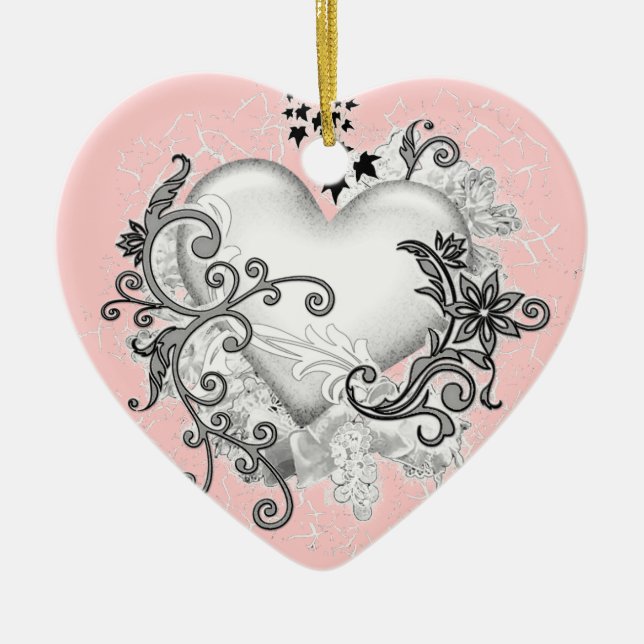 Heart (customisable) ceramic ornament (Front)
