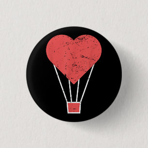 Heart Cute Hot Air Balloon 3 Cm Round Badge