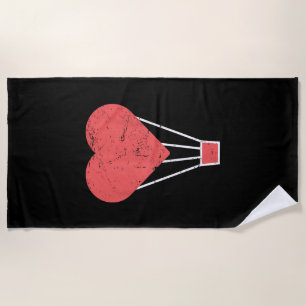 Heart Cute Hot Air Balloon Beach Towel