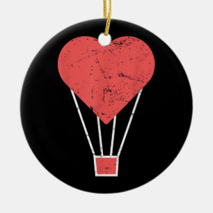 Heart Cute Hot Air Balloon Ceramic Ornament
