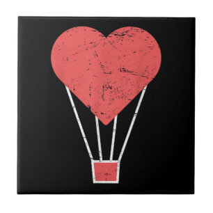 Heart Cute Hot Air Balloon Ceramic Tile