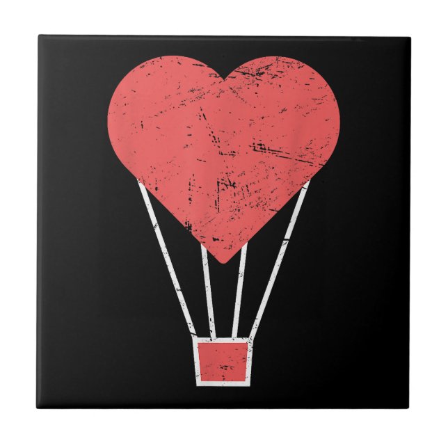 Heart  Cute Hot Air Balloon Ceramic Tile (Front)