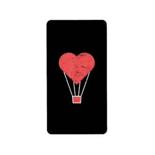 Heart  Cute Hot Air Balloon Label