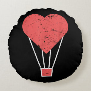 Heart  Cute Hot Air Balloon Round Cushion