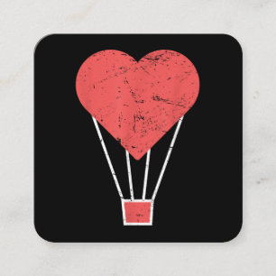 Heart Cute Hot Air Balloon Square Business Card