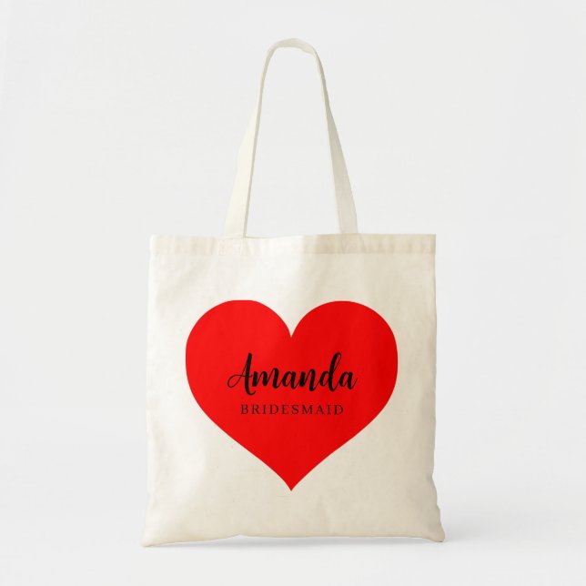 Heart Cute Minimal Bridesmaid Tote Bag (Front)