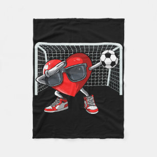 Heart Dab Valentines Day Soccer Player Lover For M Fleece Blanket
