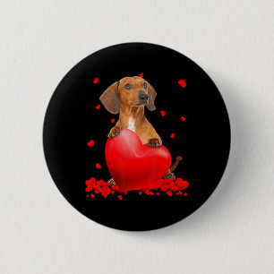 Heart Dachshund Dog Lover Christmas Valentines Day 6 Cm Round Badge