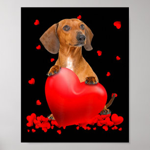 Heart Dachshund Dog Lover Christmas Valentines Day Poster