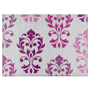 Heart Damask Art I Pinks Plums White Cutting Board
